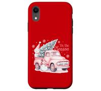 Pink Pickup It's The Season Snowman Christmas Tree Truck Carcasa para iPhone XR