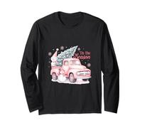 Pink Pickup It's The Season Snowman Christmas Tree Truck Manga Larga