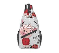 Pink Pig Beautiful Vintage Pink Flower Crossbody Bag, Sling Chest Cross Body Bag para Hombres y Mujeres, Utilizado para el Ocio y los Viajes