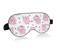 Pink Pigs Heart Seamless On White Eye Masks Cover Blocks Light Sleep Mask Shade Cover Blindfold Relaxing Eyeshade Cover con correa ajustable para la cabeza para hombres, mujeres y niños