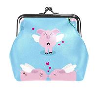 Pink Pigs Wings Valentine Love Blue Coin Purse Vintage Pouch Hebilla Clutch Bag Kiss-Lock Change Monedero Cierre de Broche Carteras para Mujer Chica