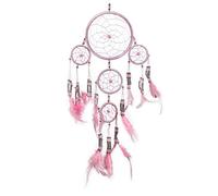 Pink Pineapple Atrapa Sueños Pequeña Bohemio: Arte de Pared de Dreamcatcher Colgante Ético con Plumas y Cuentas, de Color Rosa con Diseño de Ganchillo Tradicional - 12cm de Ancho, 35cm de Largo