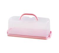 Pink Plâstic Bread Storage Box Rectangular Cake Transport Container | Caja de almacenamiento de pan plâstic rectangular con mango resistente que mantiene pasteles caseros