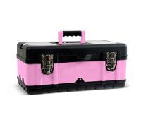 Pink Power Caja de herramientas rosa para mujer de 45 cm - Caja de herramientas pequeña de metal y plástico portátil ligera con bloqueo vacío - Caja de almacenamiento para manualidades, kit de mini