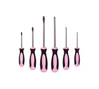 Pink Power Juego de destornilladores magnéticos, juego de 6 herramientas de mano Phillips y cabeza plana para mujer