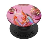 Pink Preppy Disco Ball Camarones Martini Cóctel Verano Divertido PopSockets PopGrip Adhesivo