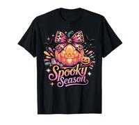 Pink Pumpkin Glam Spooky Season Halloween Coqueta con Lazo Camiseta