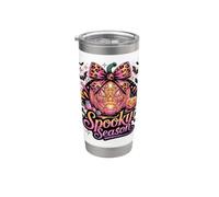 Pink Pumpkin Glam Spooky Season Halloween Niñas Mujeres Vaso térmico de acero inoxidable de doble pared