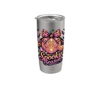 Pink Pumpkin Glam Spooky Season Halloween Niñas Mujeres Vaso térmico de acero inoxidable de doble pared