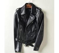 Pink Punk Blower Jacket Short PU Chaquetas de Cuero Abrigos Academia británica Tendencia de la Moda Juvenil Solapa Cremallera Cinturón Short PU