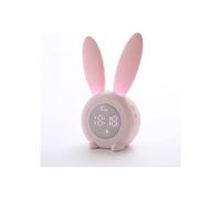 Pink Rabbit Alarm Clock for Kids, Creative LED Night Light, Touch-Sensitive and Rechargeable, Sleep Trainer - MCJ