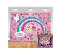 Pink rainbow unicorn birthday backdrop for sweet happy dream party decor 7x5ft