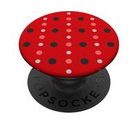 Pink & Red Black Polka Dot Ladybug Cute Lady Bug Polka Dots PopSockets PopGrip Adhesivo