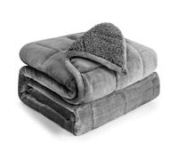 Pink Rhyme Cottonblue - Manta de Sherpa Gris de 20 Libras, tamaño Queen, 60 x 80 Pulgadas, Manta Pesada para sofá, Ropa de Cama, Manta Pesada para Adultos, Manta de Forro Polar Suave y acogedora en