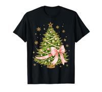Pink Ribbon Christmas Tree Coquette Estética Vacaciones Niñas Camiseta