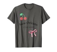 Pink Ribbon New Orleans Louisiana Cerezas Estética Camiseta