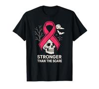 Pink Ribbon Stronger Than Scare Cool - Cinta Rosa para Halloween para Mujer Camiseta