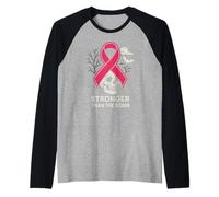 Pink Ribbon Stronger Than Scare Cool - Cinta Rosa para Halloween para Mujer Camiseta Manga Raglan