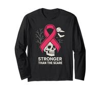 Pink Ribbon Stronger Than Scare Cool - Cinta Rosa para Halloween para Mujer Manga Larga