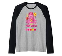 Pink Ribbon The Pink Ghost Linde Women's Spooky Awareness Camiseta Manga Raglan