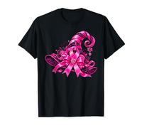 Pink Ribbon Witch Hat Halloween Breast Cancer Awareness Camiseta