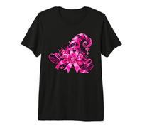 Pink Ribbon Witch Hat Halloween Breast Cancer Awareness Camiseta Premium