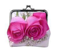 Pink Rose 4 - Cartera minimalista ligera con impresión de rosas, bolsa compacta para monedas para visitas al gimnasio y mandados, Black, Talla única, Bolsa para monedas