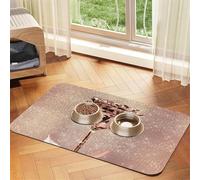 Pink Rose Flower Gold Copper Sequin Sparkly,Waterproof Pet Feeding Mat,PU Leather Placemats for Cat Dog Water Bowl,Food Mats,40x60cm