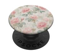Pink Rose Vintage Floral Coquette Chic Cottagecore Girly PopSockets PopGrip Adhesivo