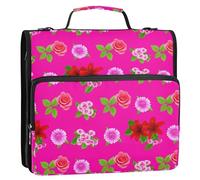 Pink Roses - Carpeta de archivos con cremallera y anillas en D, organizador expandible con correa para el hombro y asa, carpetas de 3 anillos para cartera y funda