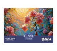 Pink Roses in A Basket A White Porcelain Teapot 1000 Pieza Cartulina Premium Rompecabezas Premium Blooming Flowers Extremadamente Difícil Desafío Único Rompecabezas Para Decoración Del Hogar 52x38cm/1