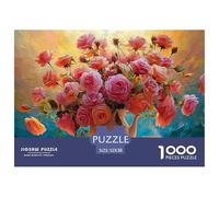 Pink Roses in A Basket A White Porcelain Teapot 1000 Piezas Cartulina Extra Gruesa Rompecabezas DIY Red Roses Bouquet Antiestrés Juego Creativo Rompecabezas Regalos Para Familia Y Amigos 52x38cm/1000p