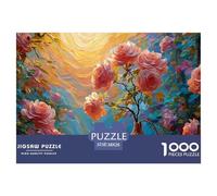 Pink Roses in A Basket A White Porcelain Teapot 1000 Piezas Papel Ecológico Resistente Rompecabezas DIY Blooming Flowers Extremadamente Difícil Juguete De Cumpleaños Rompecabezas para Adultos Y Niños