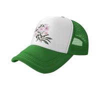 Pink Roses in Bloom - Gorra de béisbol de malla estampada negra, gorra de camionero transpirable, adecuada para pesca y senderismo, Verde, One Size-Large