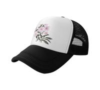 Pink Roses in Bloom - Gorra de béisbol de malla estampada negra, gorra de camionero transpirable, adecuada para pesca y senderismo, Negro, One Size-Large