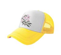 Pink Roses in Bloom - Gorra de béisbol de malla estampada negra, gorra de camionero transpirable, adecuada para pesca y senderismo, Amarillo, One Size-Large