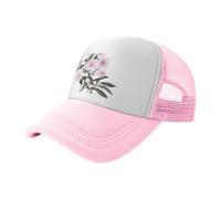 Pink Roses in Bloom - Gorra de béisbol de malla estampada negra, gorra de camionero transpirable, adecuada para pesca y senderismo, Rosado, One Size-Large