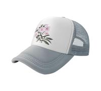 Pink Roses in Bloom - Gorra de béisbol de malla estampada negra, gorra de camionero transpirable, adecuada para pesca y senderismo, Gris, One Size-Large