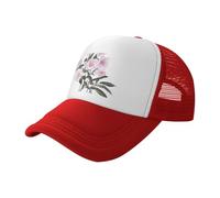 Pink Roses in Bloom - Gorra de béisbol de malla estampada negra, gorra de camionero transpirable, adecuada para pesca y senderismo, Rojo, One Size-Large