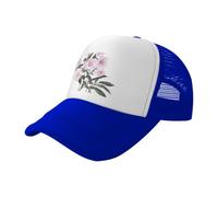 Pink Roses in Bloom - Gorra de béisbol de malla estampada negra, gorra de camionero transpirable, adecuada para pesca y senderismo, Azul, One Size-Large