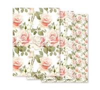 Pink Roses Wrapping paper Set of 3 sheets 28.75″×19.75″ for Wedding, Birthday, Mother's Day, Party, Bridal Shower