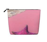 Pink Sand Beach - Bolsa de maquillaje de una sola capa de lino sintético resistente al agua con cierre de cremallera para tus necesidades diarias o de viaje, Black, Talla única