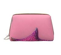 Pink Sand Beach - Bolsa de maquillaje portátil grande de piel sintética, cierre de cremallera, bolsa de viaje, bolsa de almacenamiento de viaje, color blanco, talla única, White, Talla única