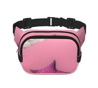 Pink Sand Beach - Riñonera cuadrada de doble capa con correa ajustable para actividades al aire libre, color negro, talla única, Black, Talla única