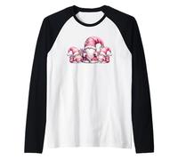 Pink Santa Gnomes In Christmas Family Outfits For Xmas Camiseta Manga Raglan