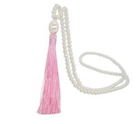 (Pink) Simple Pearl Long Tassel Charm Necklace Long Sweater Chain Fashion Jewelry