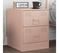 Pink Steel Night Stand 34.5x39x44 cm with Storage Shelf, Elegant Bedside Table for Bedroom & Living Room, Durable Metal End Table with Handles, Easy to Clean & Assemble