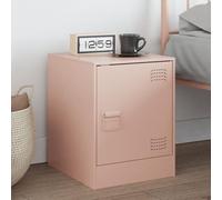 Pink Steel Night Stand 34.5x39x44 cm with Storage Shelf, Elegant Cold Rolled Steel Bedside Table for Bedroom, Modern Side Table with Handle, MAX Load 25kg, Easy to Clean