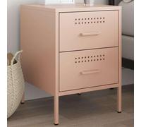 Pink Steel Nightstand 36x39x50.5 cm with 2 Drawers, Industrial Bedside Table for Bedroom & Living Room, Sturdy Metal Side Table with Spacious Storage, Easy to Clean Modern Accent Furniture