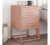 Pink Steel Nightstand 36x39x60.5 cm, Industrial Style Bedside Table with Wide Storage Space, Sturdy Metal End Table for Living Room or Study, Easy to Clean & Wall Mountable